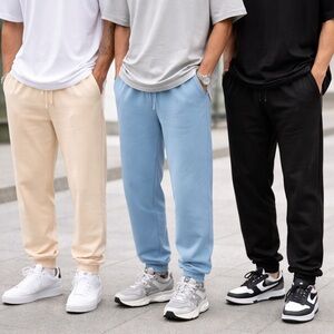 3 Pack 2XL Jogger Pants - Beige, Light Blue, Black NWOT